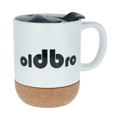 Керамическая кофейная кружка OldBro classic White 414мл с пробковым дном и крышкой