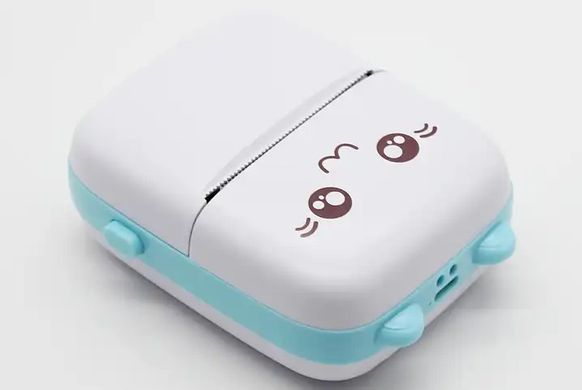 Портативный термопринтер Bambi Cat Mini printer Blue +5 рулонов самоклеющейся термобумаги