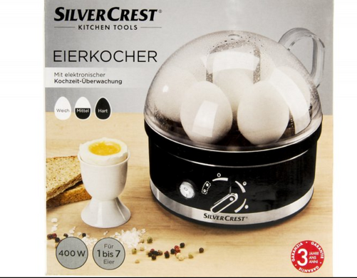 Электрическая Яйцеварка SilverCrest SED 400 A1 на 6 яиц Германия черный