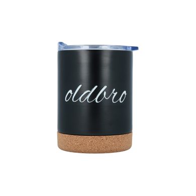 Кофейная кружка OldBro Для Старого Друга с пробковым дном 360мл Black из нержавеющей стали с двойными стенками