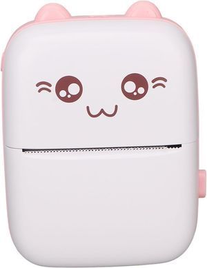 Портативний термопринтер Bambi Cat Mini printer Pink+5 рулонів термопаперу