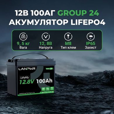 Аккумулятор LiFePO4 LANPWR 12.8V 100Ah 1280Wh G24 Mini