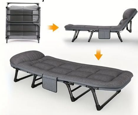 Портативне розкладне ліжко Relax Outdoor 180&times;60&times;30 см, залізна рама, до 120 кг, 5 регульованих положень