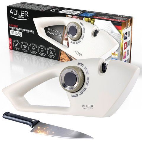 Точилка Adler AD 4530 5-этапная для ножей и ножниц, алмазная и керамическая, восстанавливает остроту, для гладких и зубчатых ножей