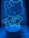 Світильник нічник 3D Hello kity, RGB 16 кольорів, USB