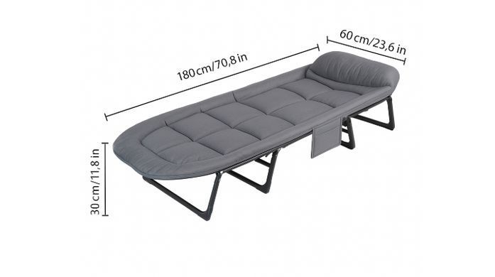 Портативне розкладне ліжко Relax Outdoor 180&times;60&times;30 см, залізна рама, до 120 кг, 5 регульованих положень