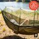 Гамак туристический с москитной сеткой RANGER Olive 330х140 см до 200 кг двойной нейлоновый с веревками лентами карабинами
