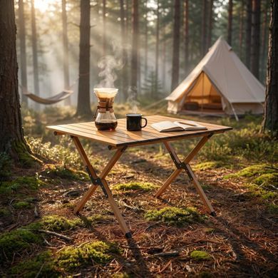 Раскладной стол SpringFun S 60&times;45&times;60см - кемпинговый портативный стол для туризма Металлический каркас 30кг