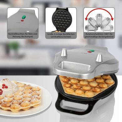Вафельниця Clatronic WA 3772, 700 Вт, для бельгійських вафель, бульбашкова форма, антипригарне покриття, індикатор нагріву