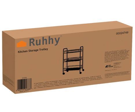 Мобільна кухонна полиця Ruhhy 24749 на колесах з 3 ярусами - сучасний дизайн