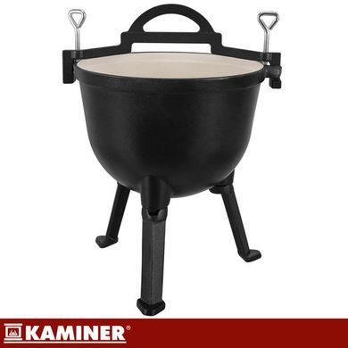 Чугунный казан, охотничий горшок для жаркого, для костра, эмалированный, стоячий, 10 л Kaminer 27376
