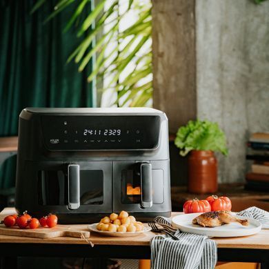 Мультипечь аэрофритюрница Adler AD 6324 2700 Вт на 2 чаши 6.5 л и 4.5 л с таймером и 8 программами Black
