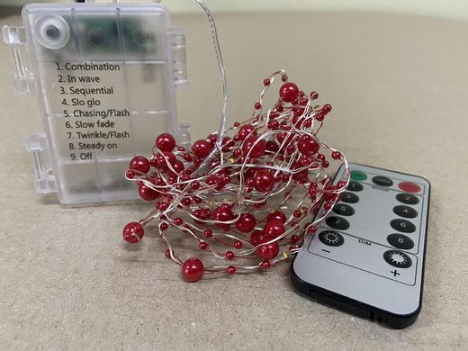 Гирлянда декоративная капля Жемчужина red 20led c пультом