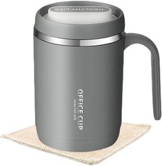 Кружка office cup 500 мл для кави, чаю з вакуумною ізоляцією, нержавіюча сталь 304/PP, grei