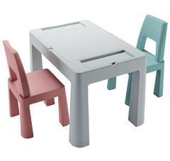 Комплект МултіфанTeggi 1+2 (Столик та два кріселка) Рожевий/Сірий/Бірюзовий