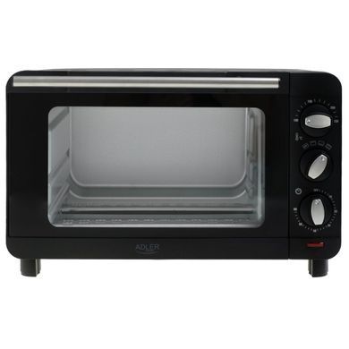 Електрична міні-духовка Adler AD 6029, 14 л, 1200 Вт, 100&ndash;230 &deg;C, таймер 60 хв, 3 режими, чорна