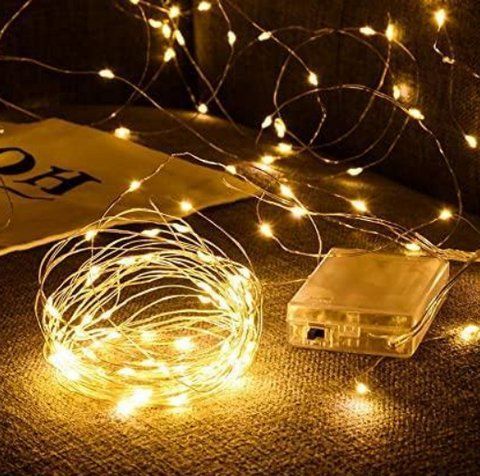 Светодиодная гирлянда нить проволка капля росы 2м 20led БАТАРЕЙКИ Warm White