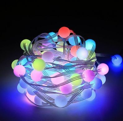 Розумна світлодіодна музична гірлянда 100LED, 10 м, кольорові RGB кульки з USB живленням та дистанційним керуванням