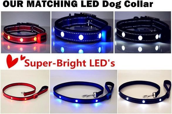 Безпечний повідець для собаки з підсвічуванням LED Fonpoo FP8002 black чорний