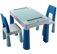 Комплект МултіфанTeggi 1+2 (Столик та два кріселка) Синій/Сірий/Бірюзовий
