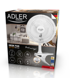 Вентилятор Adler AD 7317 з кліпсою + основа 15 см
