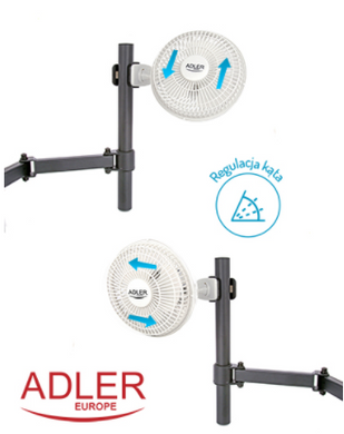 Вентилятор Adler AD 7317 з кліпсою + основа 15 см