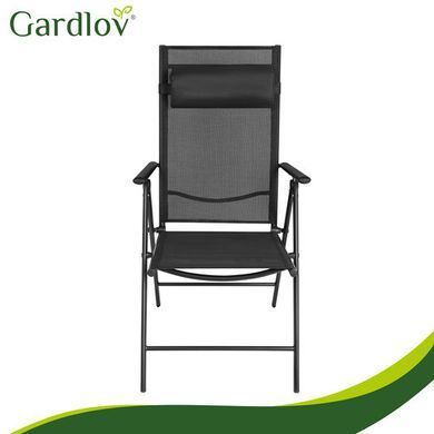 Складаний садовий стілець Gardlov, 2 шт, регульований, з підголівником, чорний Gardlov 27674