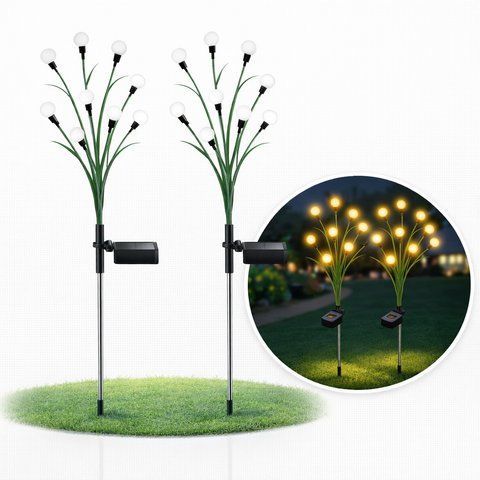 Декоративный, уличный садовый светильник SunLamp Firefly Skylight с зелеными листьями, 2 шт., на солнечной батарее