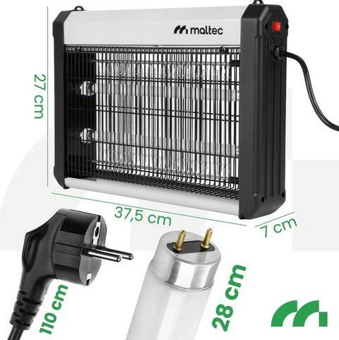 Знищувач комах Maltec MasterKiller 112544 16W електрична інсектицидна UV лампа від комарів та мух чорна