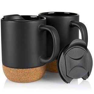 Кофейные кружки Double Black OldBro 400мл с изолированным пробковым дном и крышкой
