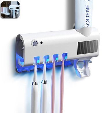 Диспенсер для зубної пасти Toothbrush Sterilizer з УФ стерилізатором і тримачем на 5 щіток, настінний, автоматичний