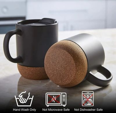 Кофейные кружки Double Black OldBro 400мл с изолированным пробковым дном и крышкой