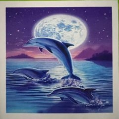 Алмазна мозаїка 15х20 см 5D Dolphins & night