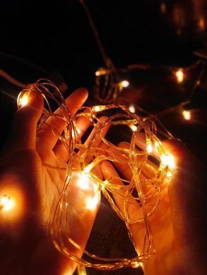 Светодиодная гирлянда Ночник нить Капля росы силикон 2м 20led батарейки АА