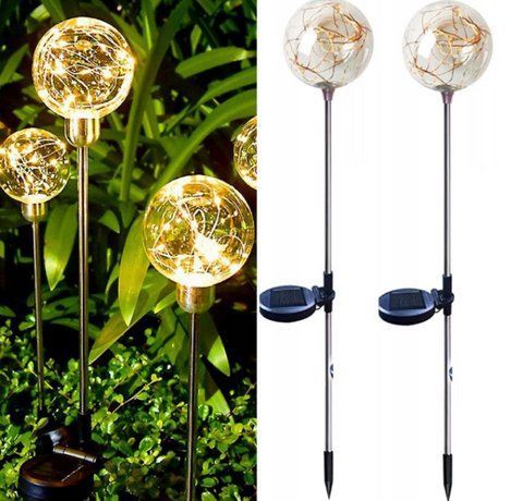 Садовые фонари на солнечных батареях врезные 20LED шаров 2шт для террас заднего двора