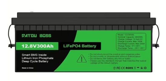 Аккумулятор LiFePO4 Datou Boss 12,8V 300Ah 3840Wh с BMS, 6000+ циклов, 200A разряд, 100A заряд, IP65