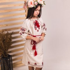 Вышитое платье Moderika Традиция на бежевом льне