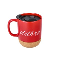 Керамічна кавова кружк OldBro RedWhite 400мл з корковим дном і кришкою
