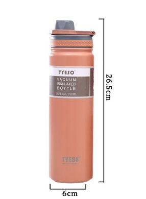 Термопляшка, термос Tyeso 750мл із нержавіючої сталі для кави, води, pink