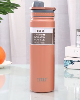 Термобутылка, термос Tyeso 750мл из нержавеющей стали для кофе, воды, pink