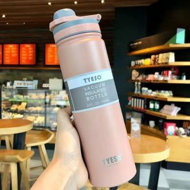 Термобутылка, термос Tyeso 750мл из нержавеющей стали для кофе, воды, pink
