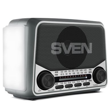 Радиоприемник портативный SVEN SRP-525 Grey FM/AM/SW, радио с USB, microSD, аккумулятором, фонариком и питанием 220 В