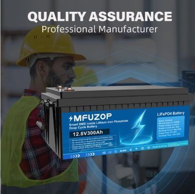 Аккумулятор MFUZOP LiFePO4 12,8V 300Ah 3,84 кВт&middot;ч с BMS, 6000 циклов, IP65, для ИБП, инвертора и солнечных систем