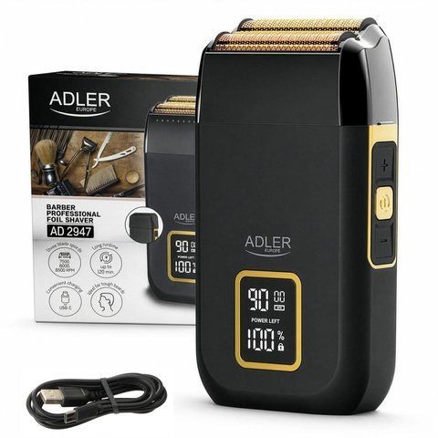 Электробритва Adler AD 2947 шейвер сеточный аккумуляторный с дисплеем и титановой сеткой
