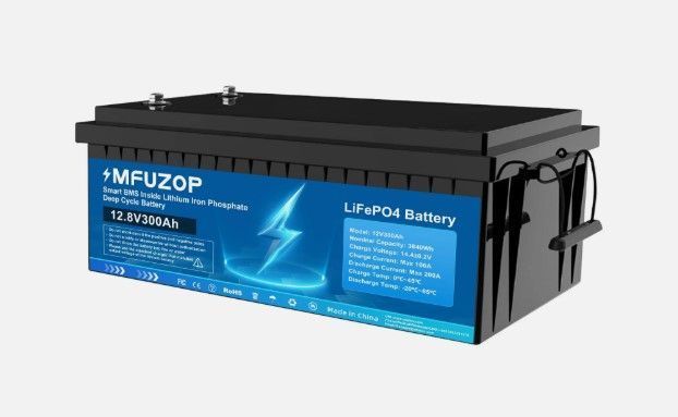 Аккумулятор MFUZOP LiFePO4 12,8V 300Ah 3,84 кВт&middot;ч с BMS, 6000 циклов, IP65, для ИБП, инвертора и солнечных систем