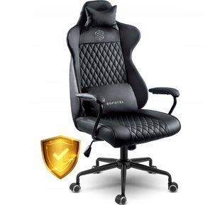 Кожаное офисное кресло с технологией SoftSwing Sofotel Werona Black +2 подушки в подарок