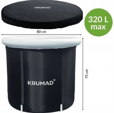Бочка для купання Krumad KMD147 складна портативна ванна купіль на 320 л діаметр 80 см з насосом та чохлом чорна