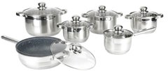Набор кухонной посуды Rossner MM106T 12 элементов кастрюли, сковорода, сотейник с крышками