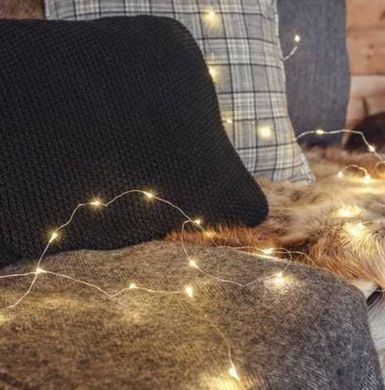 Светодиодная гирлянда нить проволка капля росы 2м 20led БАТАРЕЙКИ Warm White