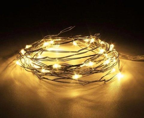 Светодиодная гирлянда нить проволка капля росы 2м 20led БАТАРЕЙКИ Warm White